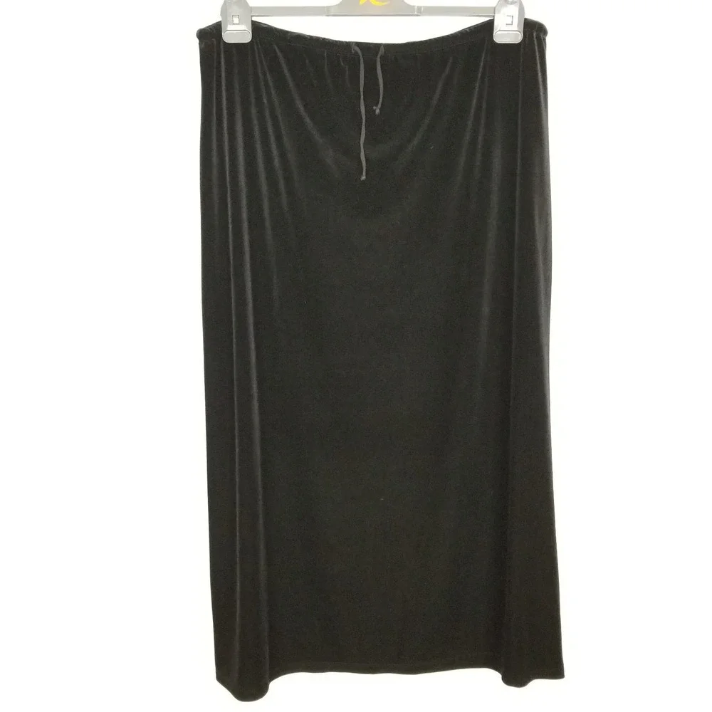 Jones New York Sport Women Plus Velour‎ Maxi Skirt Sz 3X Black Straight Pull On